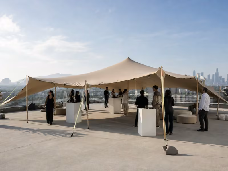 Stretch tent over a corporate dinner event